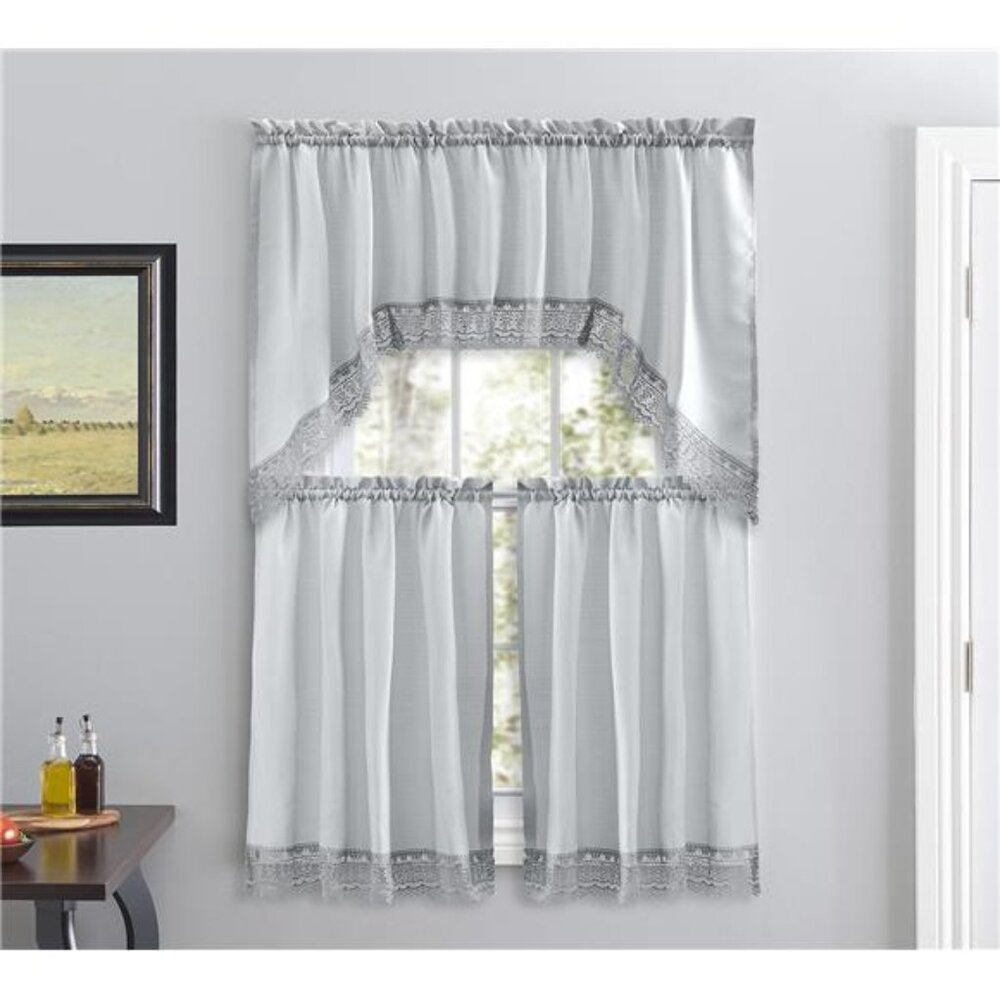 American Linen Café Curtains for Kitchen, Bathroom Curtains with Valance